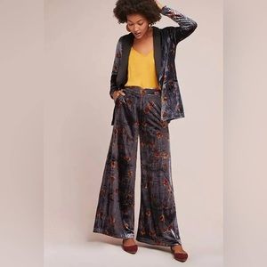 Anthropologie Ettitwa Velvet Floral Pants